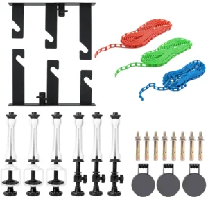 HIFFIN PHOTOGRAPHY 3 ROLLER BACKDROP STAND & WALL MOUNT, BACKGROUND ROLLER SUPPORT SYSTEM WITH 2 TRI-FOLD HOOKS, 6 EXPAND BARS, AND 3 CHAINS FOR CONVENIENTLY HOLDING 3 BACKDROPS