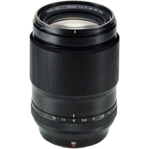 FUJIFILM X-mount mirrorless cameras, the XF 90mm f/2 R LM WR is a 137mm-equivalent lens featuring a bright f/2 maximum aperture for low-light performance and extensive control over focus placement