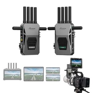 ACCSOON CINEVIEW MASTER 4K WIRELESS VIDEO TRANSMISSION SYSTEM, 4K60/1080P60 HDMI TRANSMITTER RECEIVER, 2.4+5+6GHZ TRI-BAND 8202FT RANGE 25MS LANTENCY, 1 WIRED IOS+ 4 WIRELESS IOS/ANDROID MONITORING