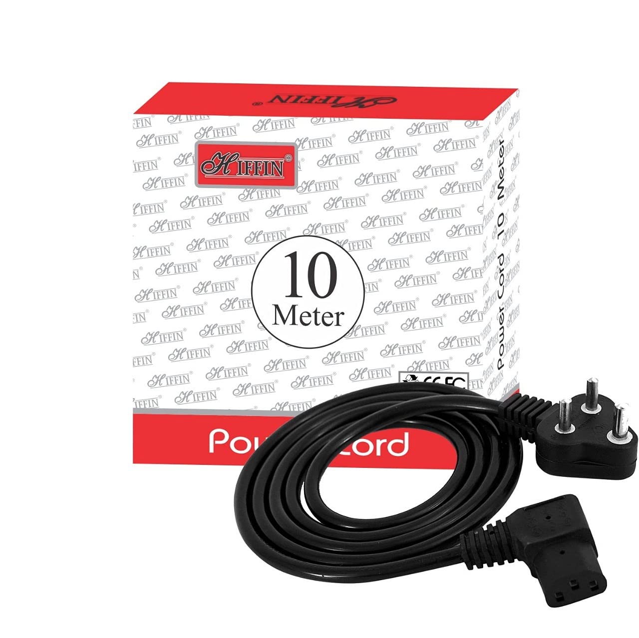 HIFFIN 10 METER 250 VOLTS 3 PIN LAPTOP POWER CABLE CORD CHARGER ADAPTER WITH BOX PACKAGE - BLACK