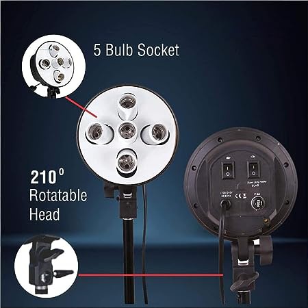 HIFFIN BRAND 5 IN 1 E27 PHOTO STUDIO BULB HOLDER BASE SOCKET LAMP BULB HOLDER ADAPTER FOR PHOTO VIDEO STUDIO SOFT BOX VIDEO LIGHT - BLACK