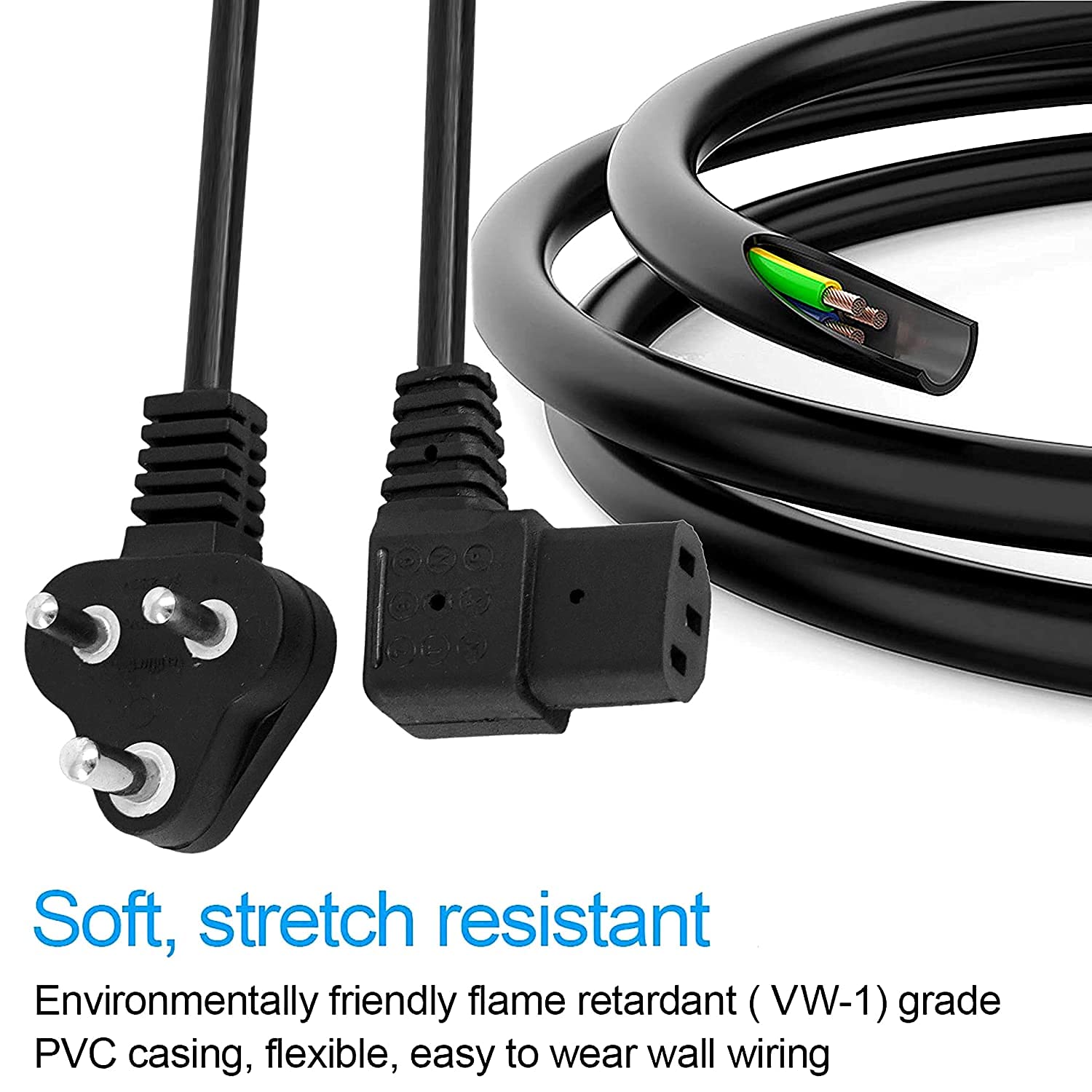 HIFFIN 10 METER 250 VOLTS 3 PIN LAPTOP POWER CABLE CORD CHARGER ADAPTER WITH BOX PACKAGE - BLACK - Image 6