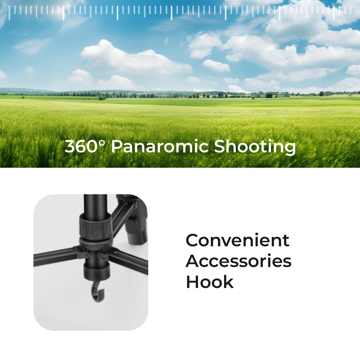 DIGITEK (DTR 550 LW) 67 INCH FOLDABLE TRIPOD STAND WITH PHONE HOLDER & 360° BALL HEAD - Image 6