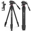 ULANZI MT-56 OMBRA BLACK ALUMINUM ALLOY 63" PROFESSIONAL CAMERA TRIPOD WITH FLUID PAN-TILT HEAD