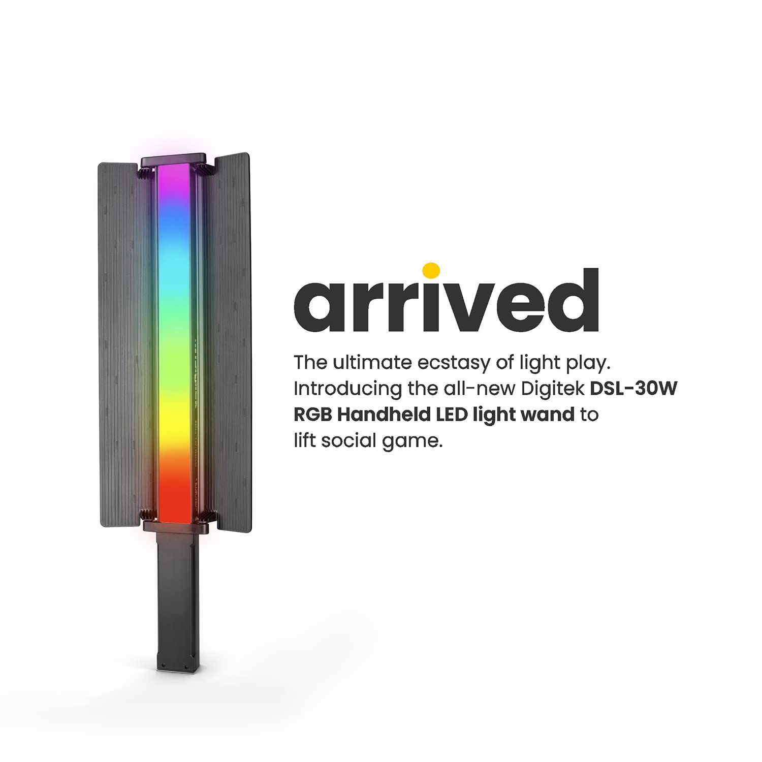 DIGITEK DSL-30W RGB PORTABLE HANDHELD RGB LED LIGHT WAND WITH GRID, DIFFUSER AND BARN DOOR COMES WITH A 5200MAH BUILT IN BATTERY PACK - Image 2
