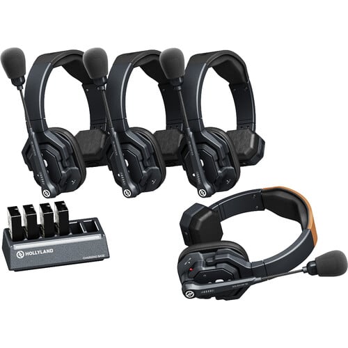 HOLLYLAND SOLIDCOM SE GLOBAL 4S 4-PERSON FULL-DUPLEX SINGLE-EAR NOISE-CANCELING HEADSET INTERCOM SYSTEM 2.4 GHZ