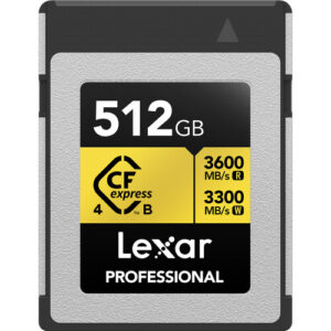 LEXAR 512GB PROFESSIONAL CFEXPRESS 4.0 TYPE-B CARD, UP TO 3300MB/S READ 3000MB/S WRITE