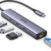 UGREEN CM475 USB-C TO 3USB3.0 HUB PLUS RJ45 (1000M) ETHERNET ADAPTER-60600