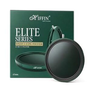 HIFFIN ELITE 67MM VARIABLE ND & CPL FILTER (3-7 STOPS) | 2-IN-1 ND + CIRCULAR POLARIZER LENS FILTER